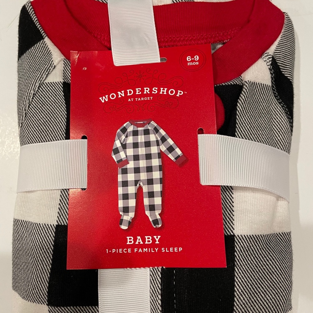 NEW! Wondershop Baby holiday buffalo check flannel matching family footed pajama - Picture 5 of 7